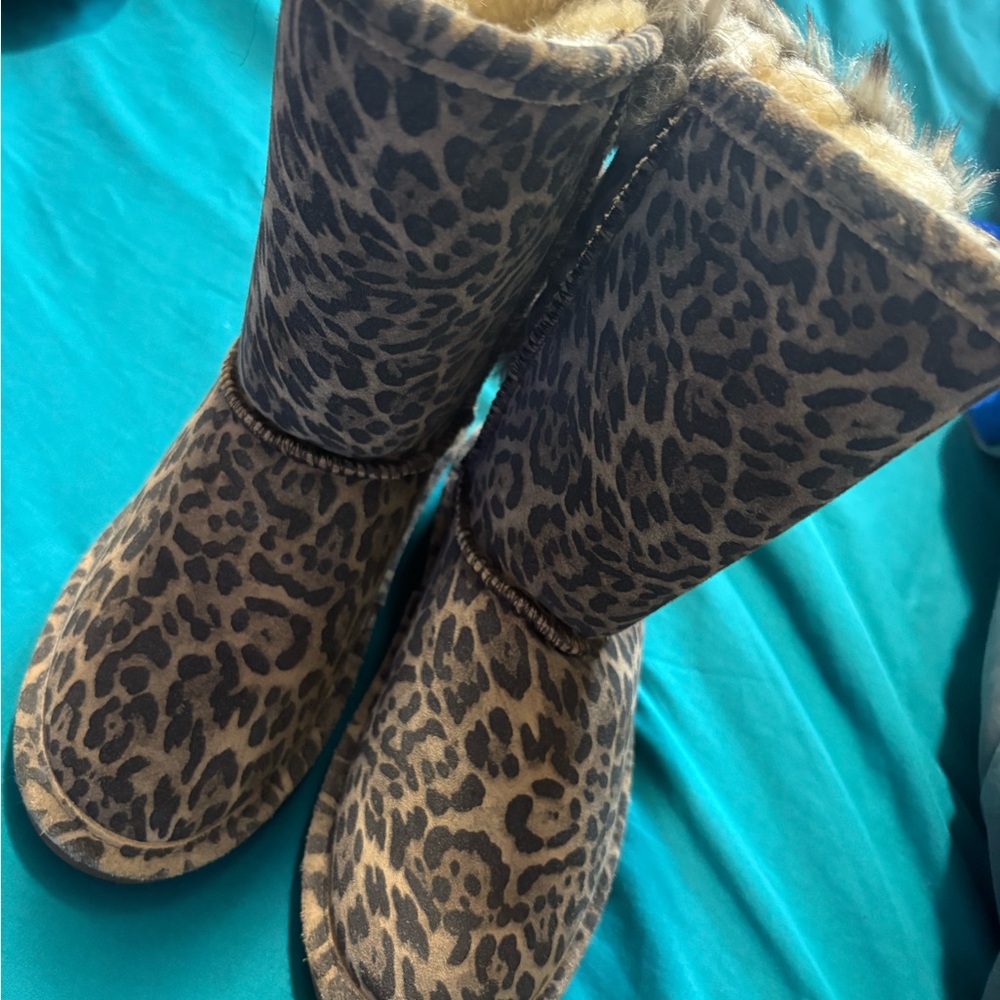 BearPaw Leopard Print Kids Boots